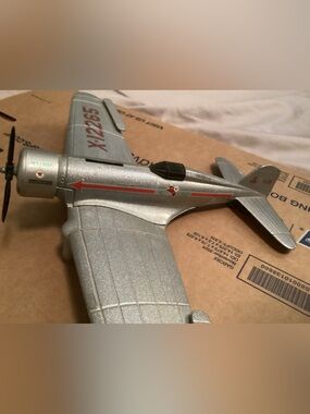 Die-Cast Silver Metal Texaco Airplane Piggy Bank